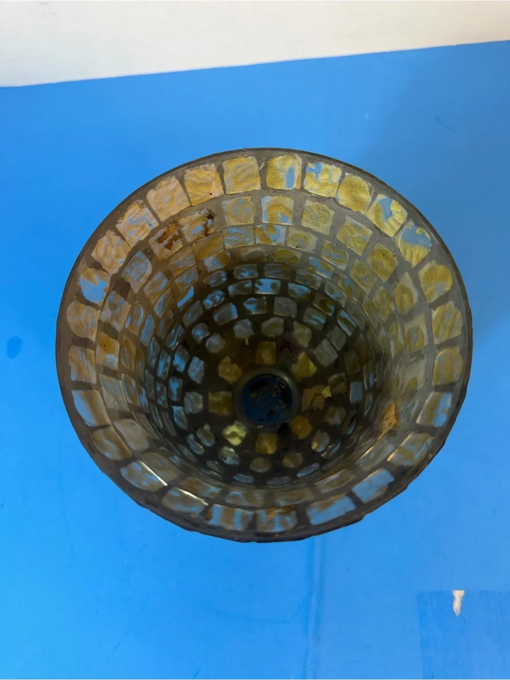 decorative green mosaic glass candle holder/vase